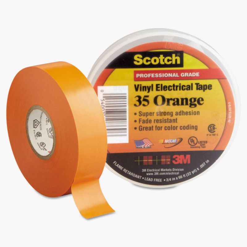 Cinta adhesiva 3M Scotch 35 de vinilo eléctrico naranja 19 cm x 17 m