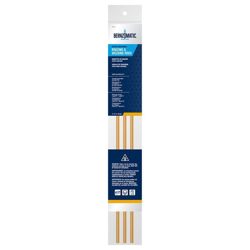 Varillas de soldadura Bernzomatic PC3 de cobre y fósforo 3 x 30 cm
