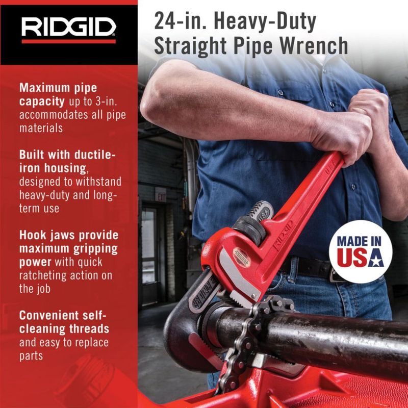 Llave para tubos RIDGID 31030 de alta resistencia recta 24 cm roja