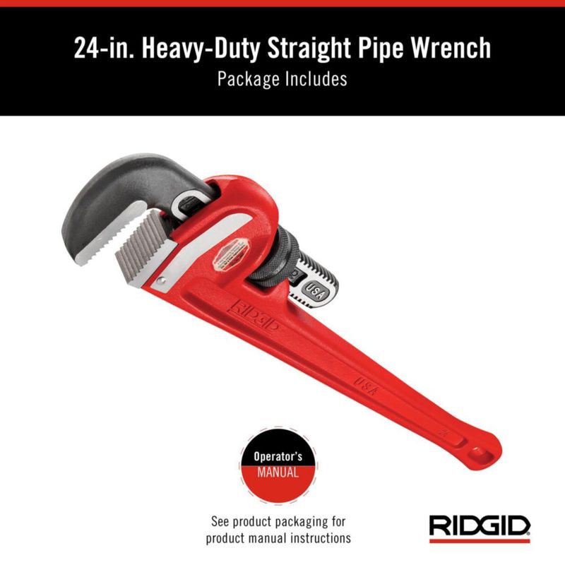 Llave para tubos RIDGID 31030 de alta resistencia recta 24 cm roja