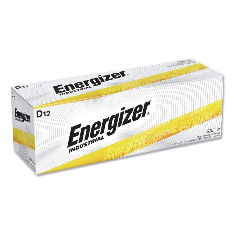 Batería Energizer D alcalina industrial de 15 V (paquete de 12)