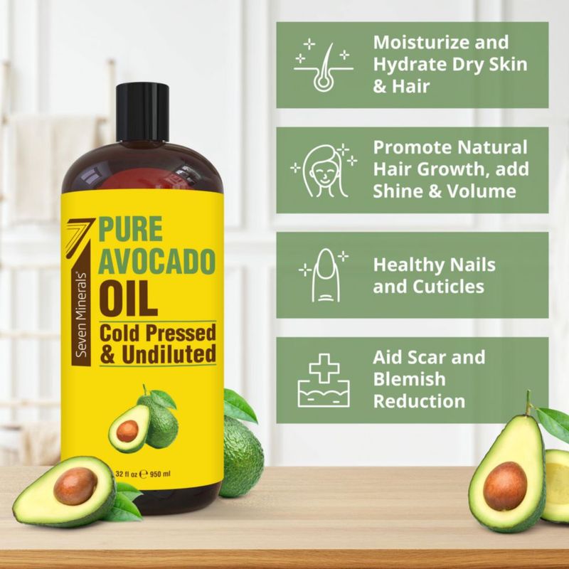 Aceite de aguacate Seven Minerals prensado en frío 946 ml de primera calidad