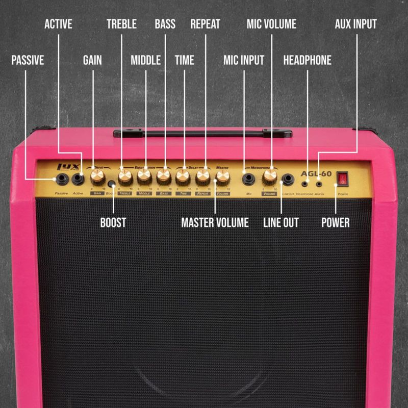 Amplificador de guitarra eléctrica LyxPro Combo de 60 W con altavoz de 10 pulgadas
