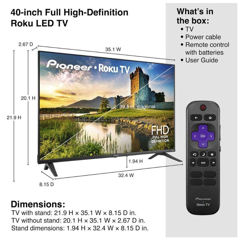 Pantalla Pioneer 40" Full HD Smart Roku TV LED 1080p PN40-R651-26U