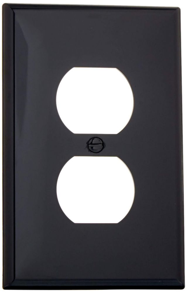 Wallplate Leviton de 1 elemento 1 dúplex nailon Midway negro paquete de 1 unidad