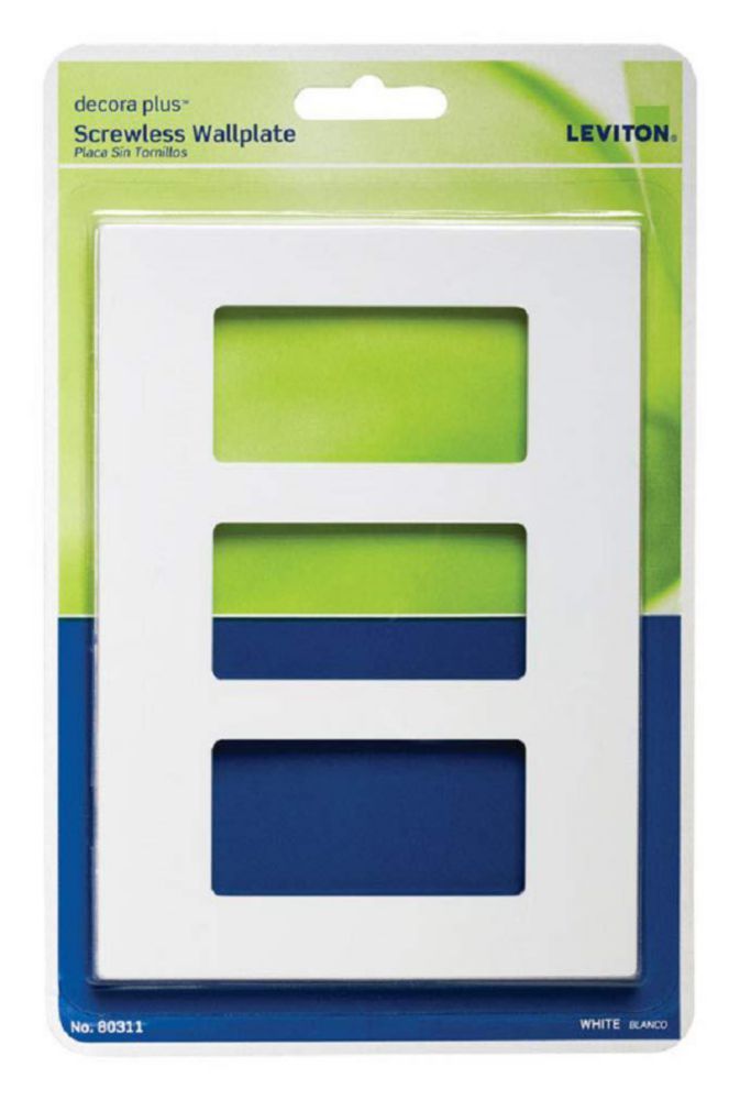 Plato de pared Leviton 80311-W Decora de 3 elementos sin tornillos blanco