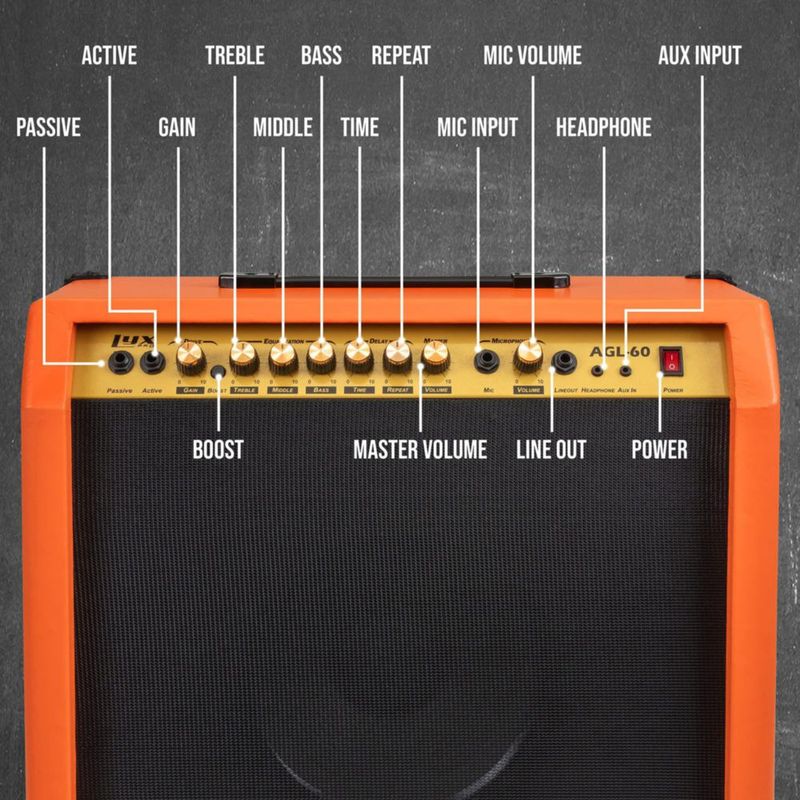 Amplificador de guitarra eléctrica LyxPro Combo de 60 W con altavoz de 10»