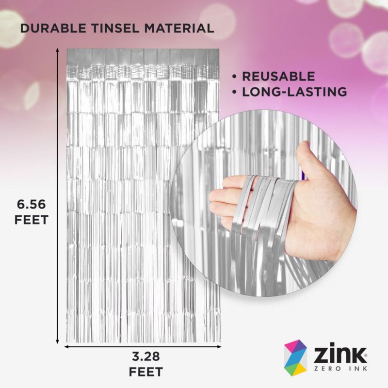 Cortina de aluminio con fondo de zinc paquete de 2 unidades 1 x 2 m plateada para fiestas