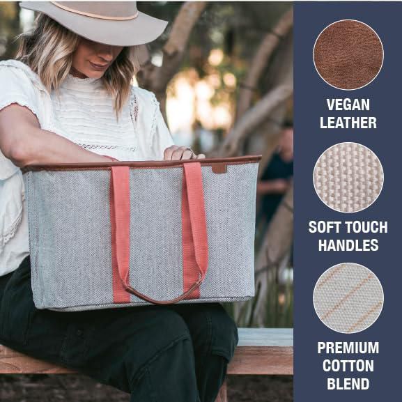 Bolsa de mano CleverMade plegable LUXE Rose Herringbone 30 L