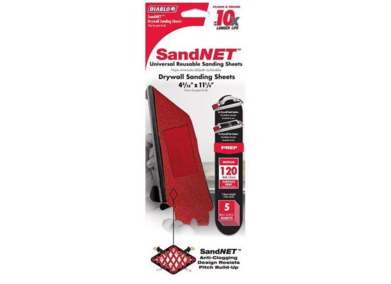 Hojas de lijado para paneles de yeso Diablo SandNet 120 Grit paquete de 5
