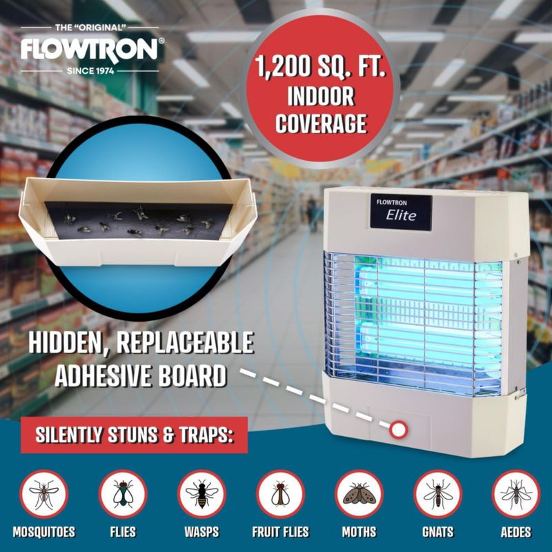 Matamoscas Flowtron eliminador eléctrico de insectos para interiores 80 W luz UV