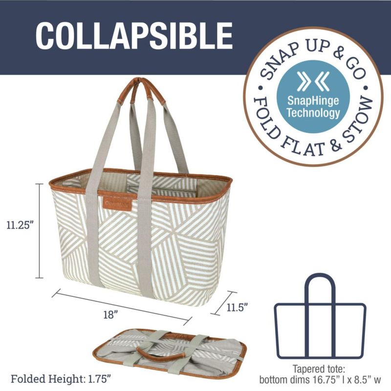 Bolsa de mano CleverMade plegable LUXE Geometric Taupe 30L