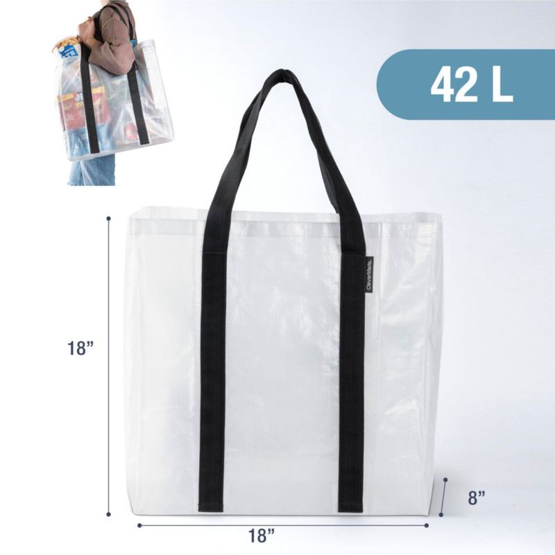 Bolsa Tote CleverMade Tall Frakta 42L Paquete de 2 Transparente