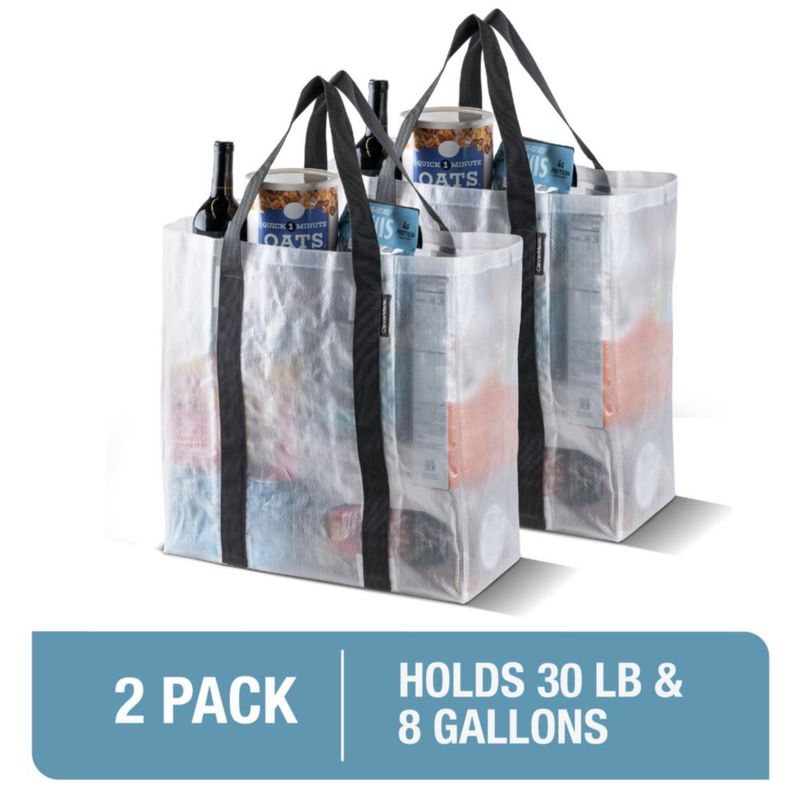 Bolsa Tote CleverMade Tall Frakta 42L Paquete de 2 Transparente