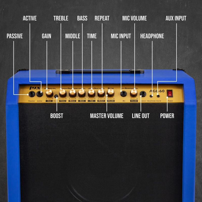 Amplificador de guitarra eléctrica LyxPro Combo de 60 W con altavoz de 10»