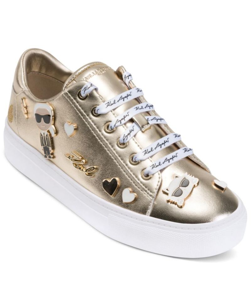 Zapatillas KARL LAGERFELD 10 Oro Blanco con Cordones