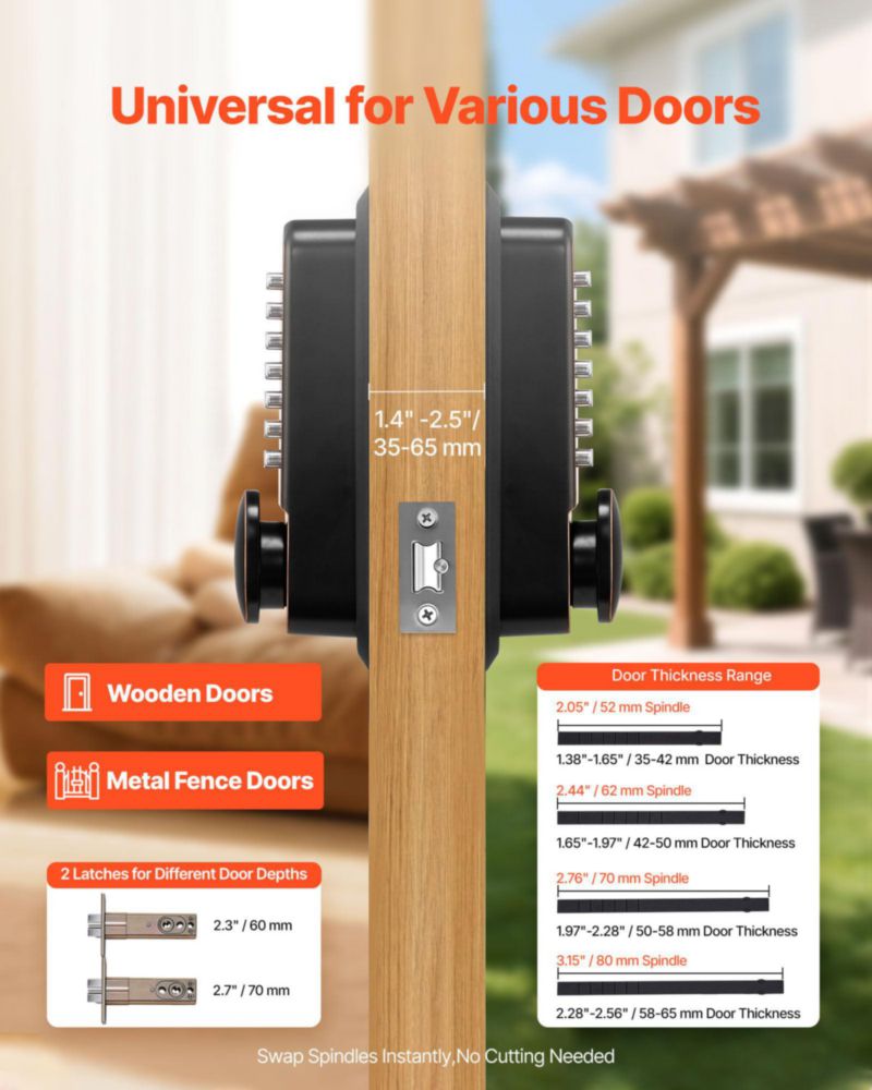 Cerradura de Puerta VEVOR Sin Llave 4‑7 Dígitos Acabado Bronce Aceitado