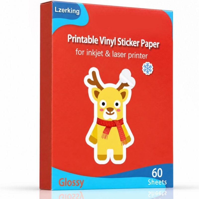 Papel de vinilo para stickers Lzerking brillante – 60 hojas (85 x 11 pulg)