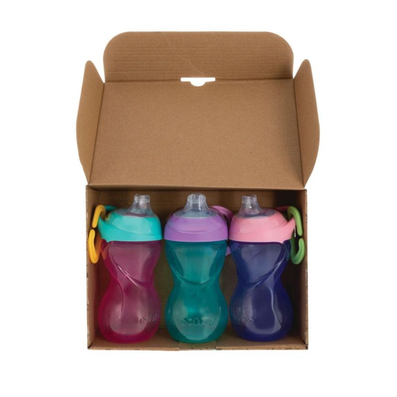 Vaso Antichupete Nuby 300 ml Pack de 3 - Aqua Rosa y Morado