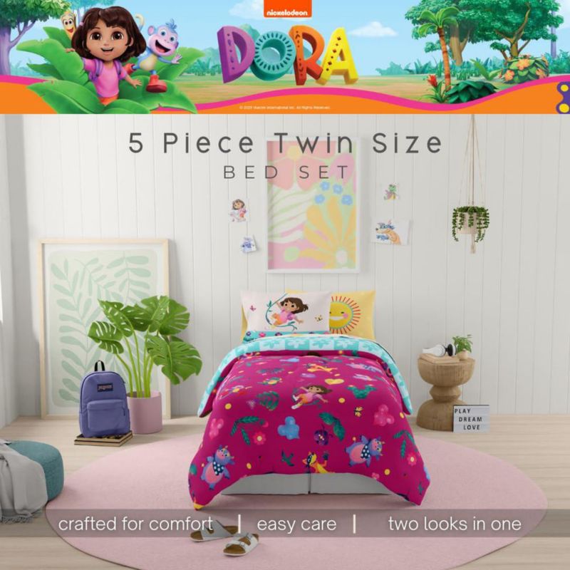 Juego de ropa de cama Franco Individual Dora la Exploradora – Set de 5 piezas
