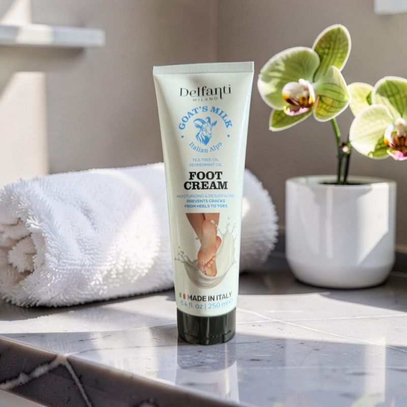 Crema para pies Delfanti-Milano 250 ml Leche de cabra y árbol del té