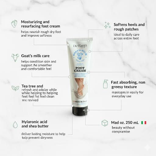 Crema para pies Delfanti-Milano 250 ml Leche de cabra y árbol del té