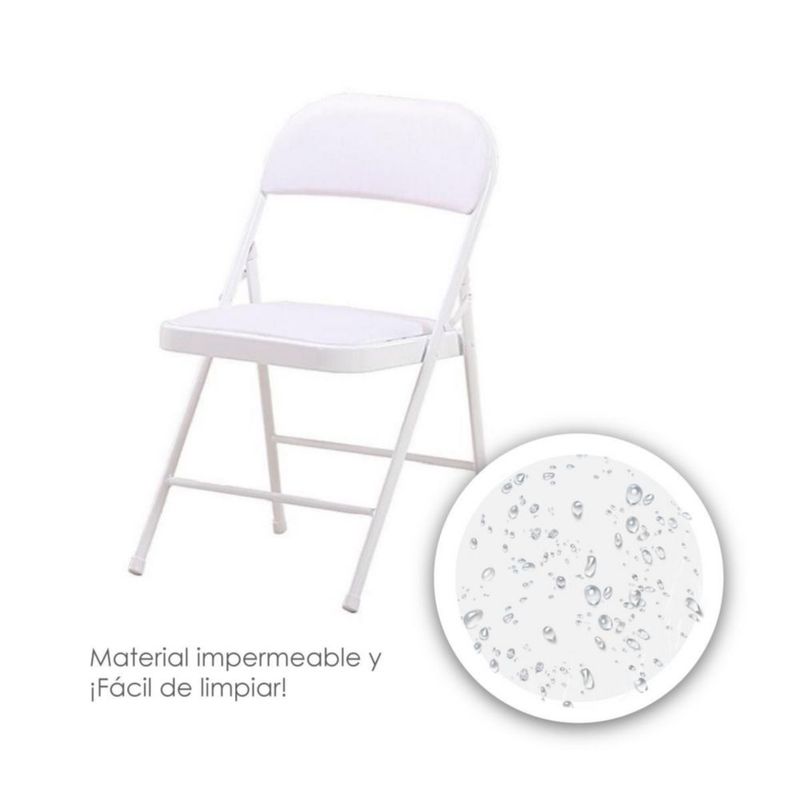 Ilios Innova | Silla Plegable Blanca Acojinada. Ergonómica, Resistente y Compacta. Ideal para Reuniones o Eventos en Interior o Exterior.