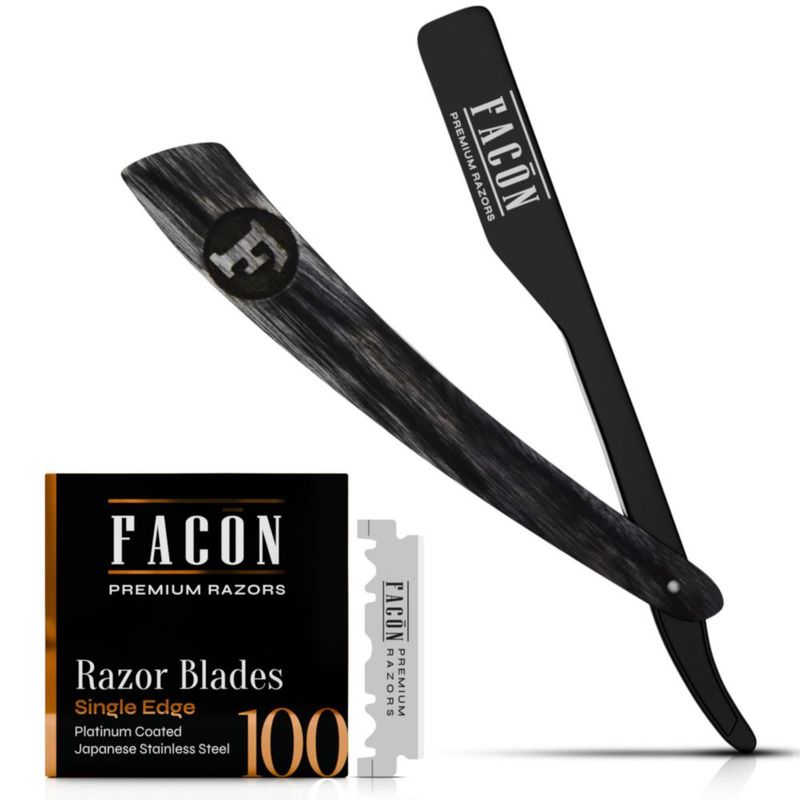 Navaja recta FACON Kit de afeitado con 100 cuchillas