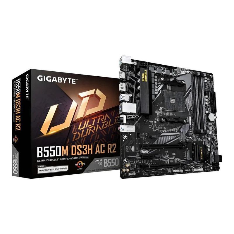 Tarjeta Madre Gigabyte B550M DS3H AC R2, Socket AM4, 4x DDR4, DP, HDMI, Wi-Fi, Bluetooth 5.0, Micro ATX