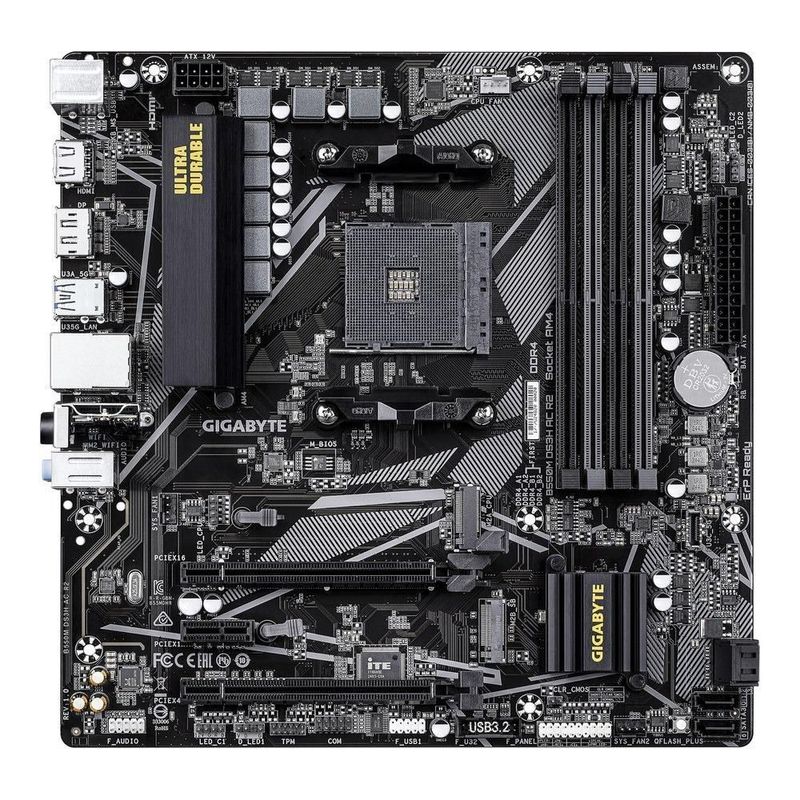 Tarjeta Madre Gigabyte B550M DS3H AC R2, Socket AM4, 4x DDR4, DP, HDMI, Wi-Fi, Bluetooth 5.0, Micro ATX