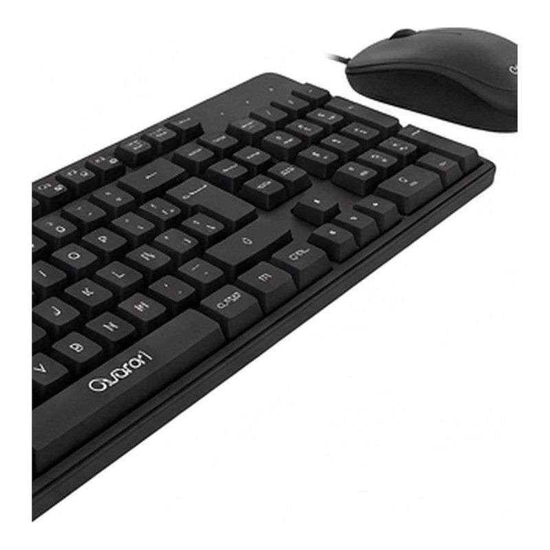 Kit Teclado y Mouse Óptico Alámbrico Quaroni Color Negro Modelo KAQ01