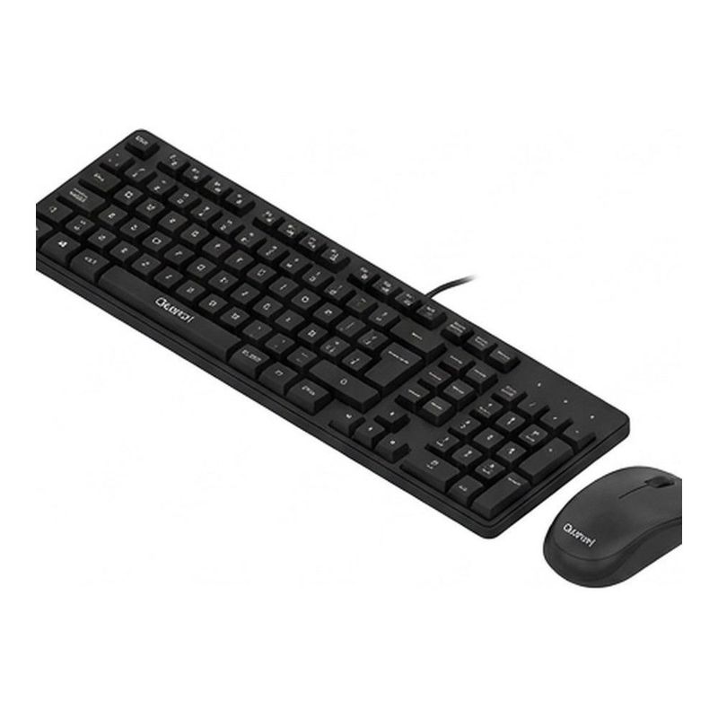 Kit Teclado y Mouse Óptico Alámbrico Quaroni Color Negro Modelo KAQ01