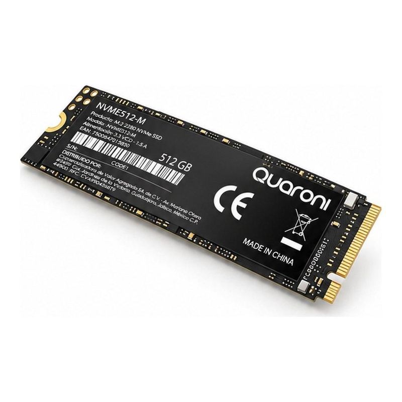 Unidad de Estado Sólido M.2 NVMe Quaroni 512GB PCIe 3.0 x4, Lectura 2000 MB/s, Escritura 1600 MB/s