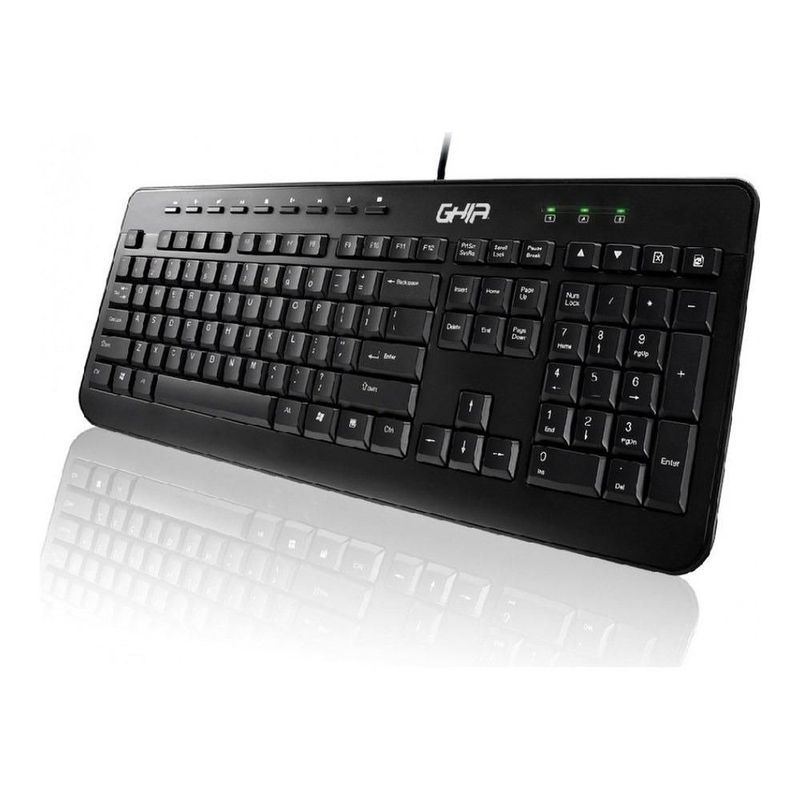 Kit Teclado y Mouse GHIA GTA200 Alámbrico Ergonómico Multimedia USB Color Negro