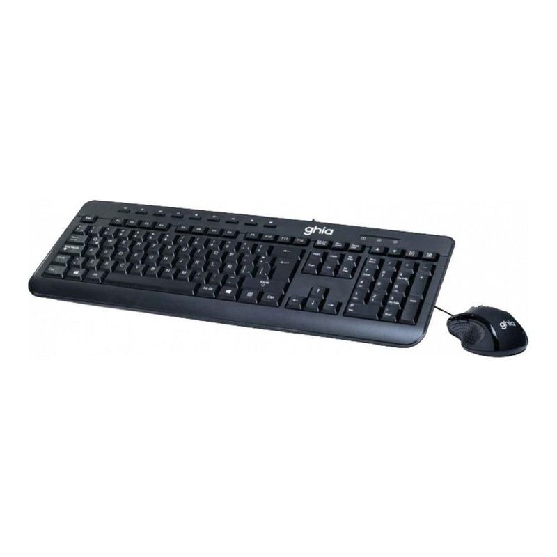 Kit Teclado y Mouse GHIA GTA200 Alámbrico Ergonómico Multimedia USB Color Negro
