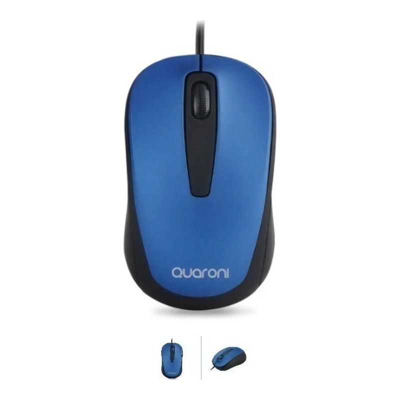 Mouse Óptico Quaroni MAQ02A Alámbrico USB Azul 1200 DPI