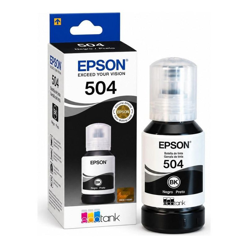 Cartucho Epson Modelo T504 Negro, Para L4150, L4160, L6161, L6171, L6191