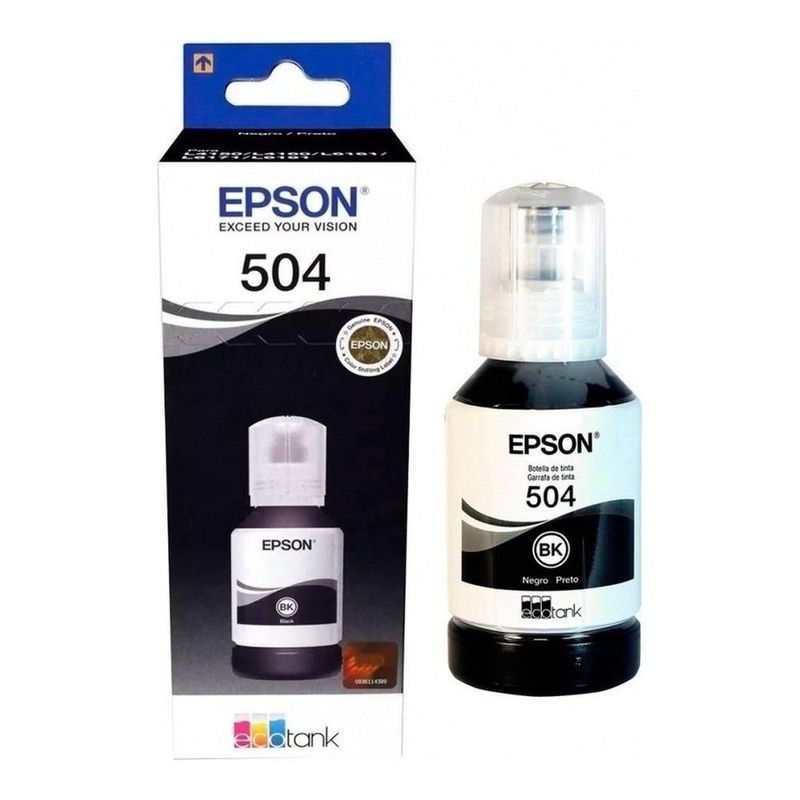 Cartucho Epson Modelo T504 Negro, Para L4150, L4160, L6161, L6171, L6191