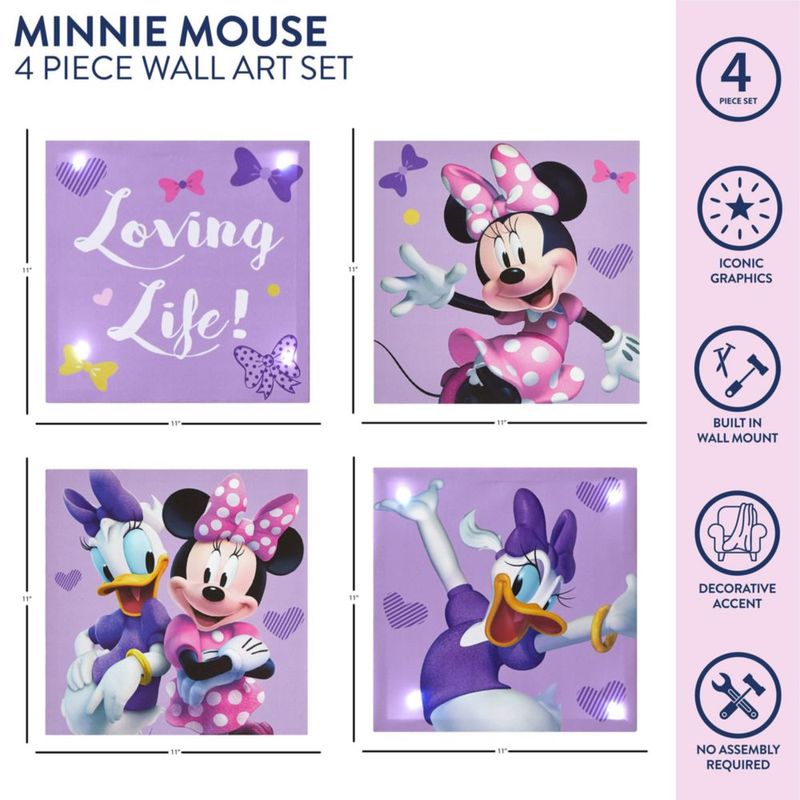 Arte de Pared Idea Nuova 28 cm LED Minnie – Pack de 4