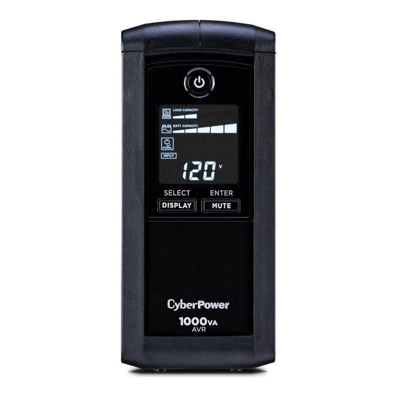 No Break CyberPower CP1000AVRLCD, 1000VA, 600 Watts, Interactivo, Torre, 9 NEMA 5-15R, Incluye Batería
