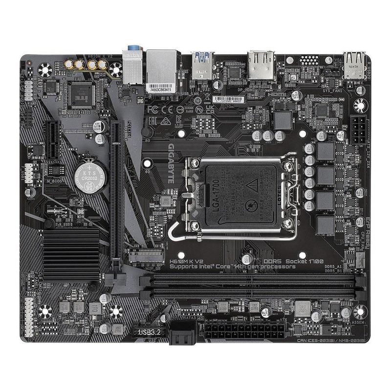 Tarjeta Madre Gigabyte H610M K V2, Socket Intel 1700, 2x DDR5, HDMI, DP, PCIe x16, Micro ATX, Gama Básica
