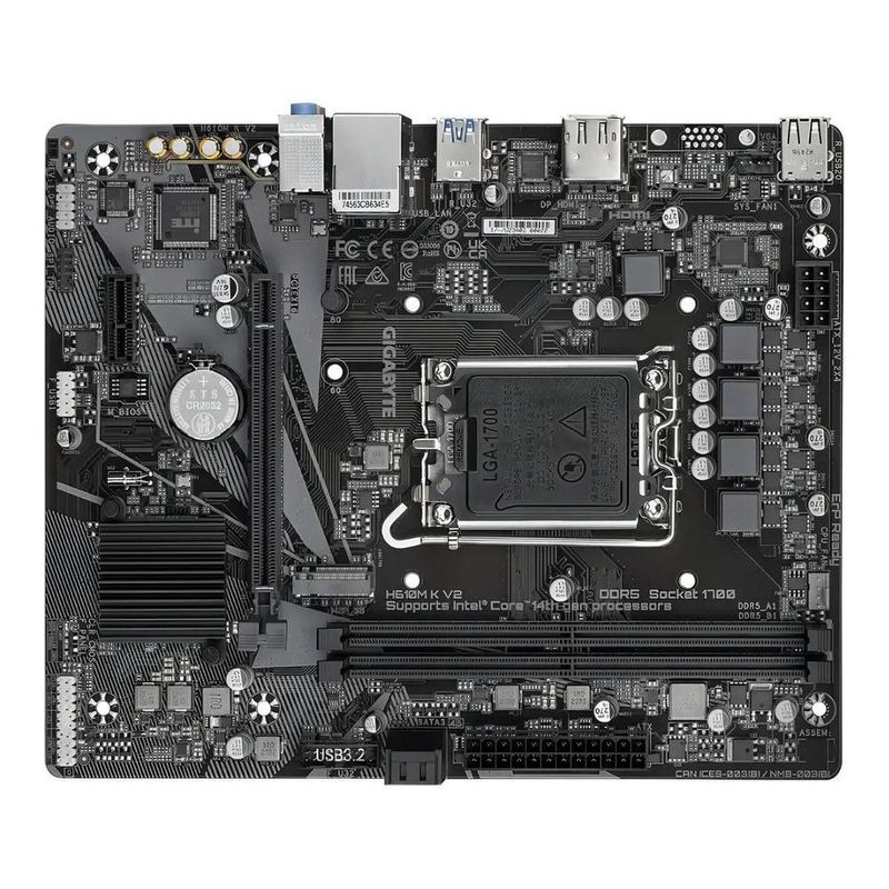 Tarjeta Madre Gigabyte H610M K V2, Socket Intel 1700, 2x DDR5, HDMI, DP, PCIe x16, Micro ATX, Gama Básica