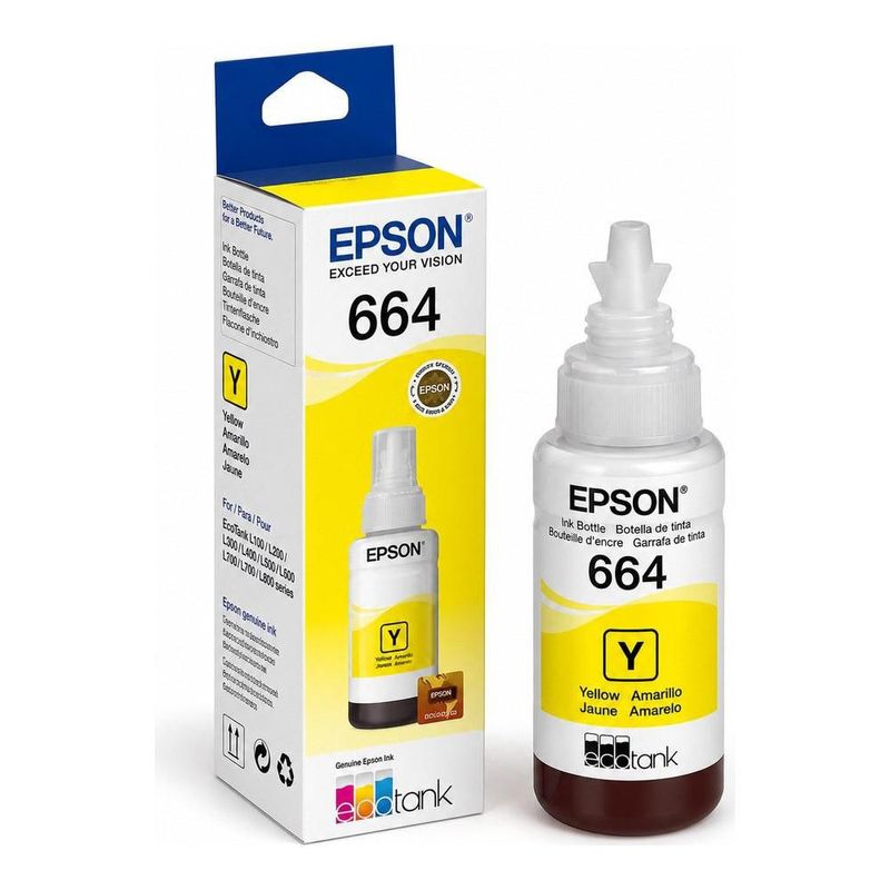 Cartucho Epson Modelo 664 Amarillo, Para L110, L200, L210, L350, L355, L555, L300, L1300