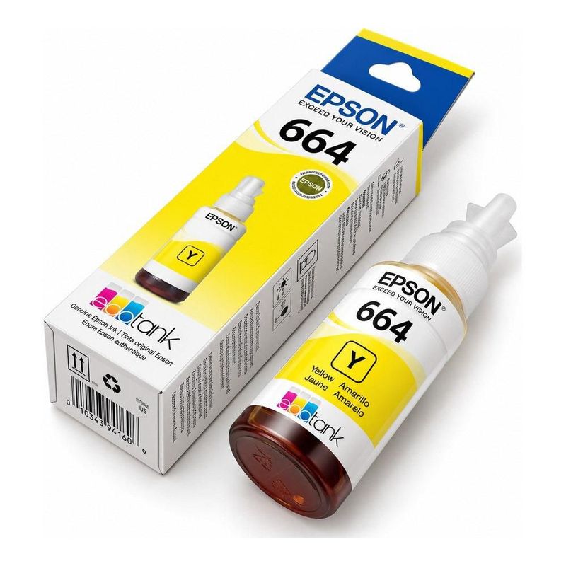 Cartucho Epson Modelo 664 Amarillo, Para L110, L200, L210, L350, L355, L555, L300, L1300