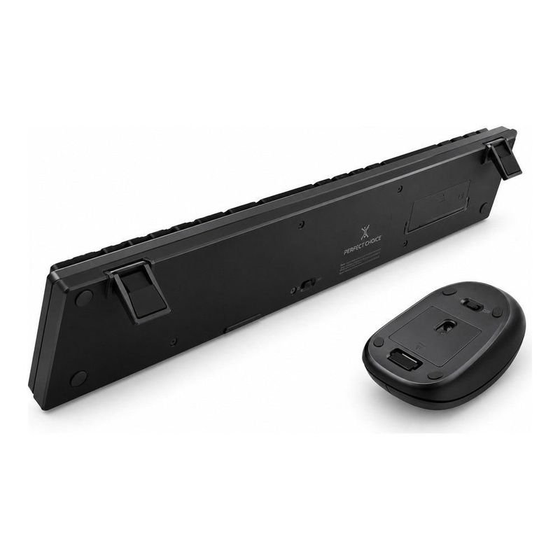 Kit Teclado y Mouse Inalámbricos Perfect Choice Dust, Conector USB, Resistente a Derrames, Silencioso, Negro