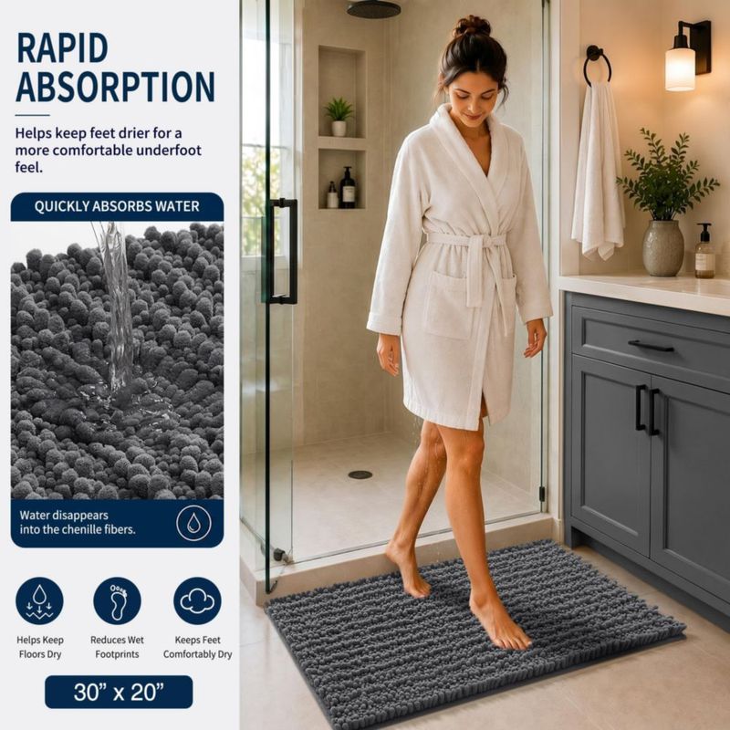 Conjunto de alfombras de baño Yimobra de 3 piezas gris oscuro