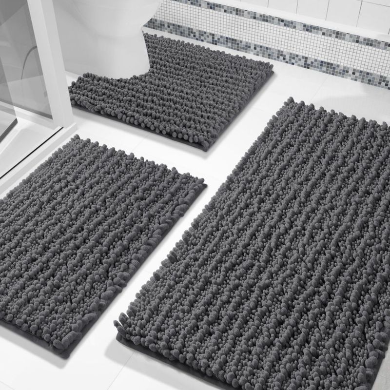 Conjunto de alfombras de baño Yimobra de 3 piezas gris oscuro