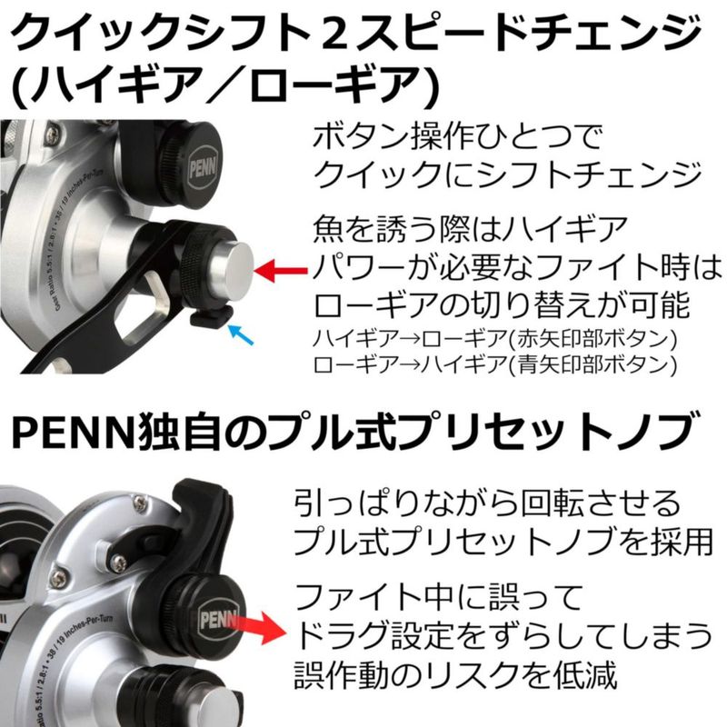 Carrete de Pesca PENN Fathom II 15LD2 Negro Plateado