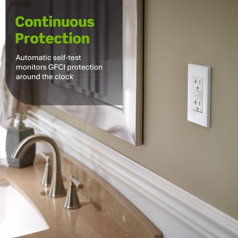 Enchufe GFCI Leviton 20A 125V blanco con autoprueba