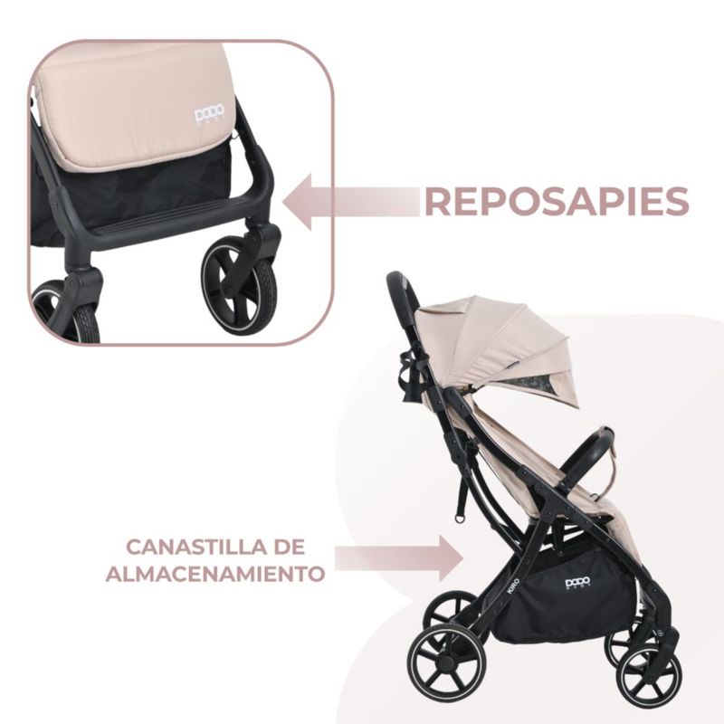 Carriola Bebé Dodo Baby Kiro Reclinable Plegable A Una Mano Beige